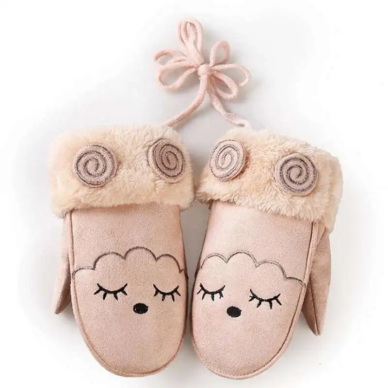 smile beige Новинка года; зимние детские перчатки; плотные теплые детские перчатки с милым рисунком; зимняя одежда для маленьких девочек; детские варежки для девочек - Цвет: smile beige