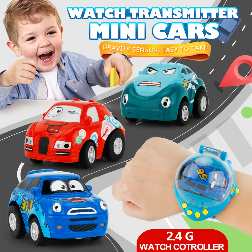1:58 2 4G Мультяшные часы игрушечный автомобиль мини Радиоуправляемый игрушка с