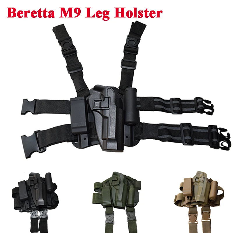 

Tactical Beretta M9 92 96 Pistol Leg Holster With Magazine Pouch Paintball Airsoft Sport Quick Drop Gun Carry Holster