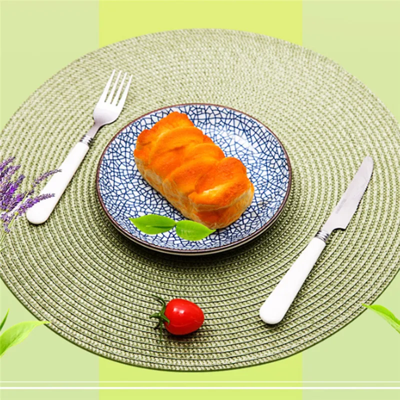 Фото Round Weave Placemat Fashion PP Dining Table Mat Disc Pads Bowl Pad Coasters Waterproof Table Cloth Pad Non-slip Insulation №1