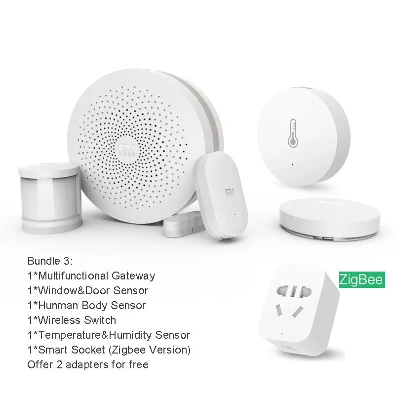 Xiaomi умный дом Комплект Mijia шлюз двери окна человеческого тела датчик температуры и влажности Датчик беспроводной переключатель Zigbee розетка - Цвет: Bundle 6 in 1