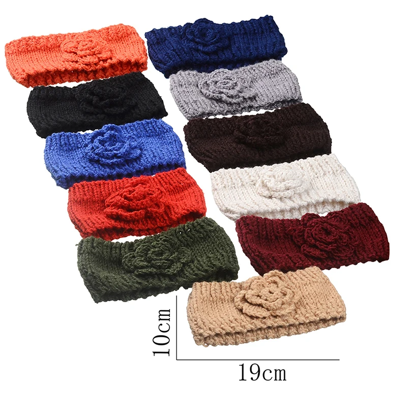 S M MISM Новая зимняя ушная повязка из шерсти для женщин с цветочной головной повязкой и розовым турбаном, крючком с цветочным головным убором для женщин, обертывающим голову, аксессуарами для волос.
