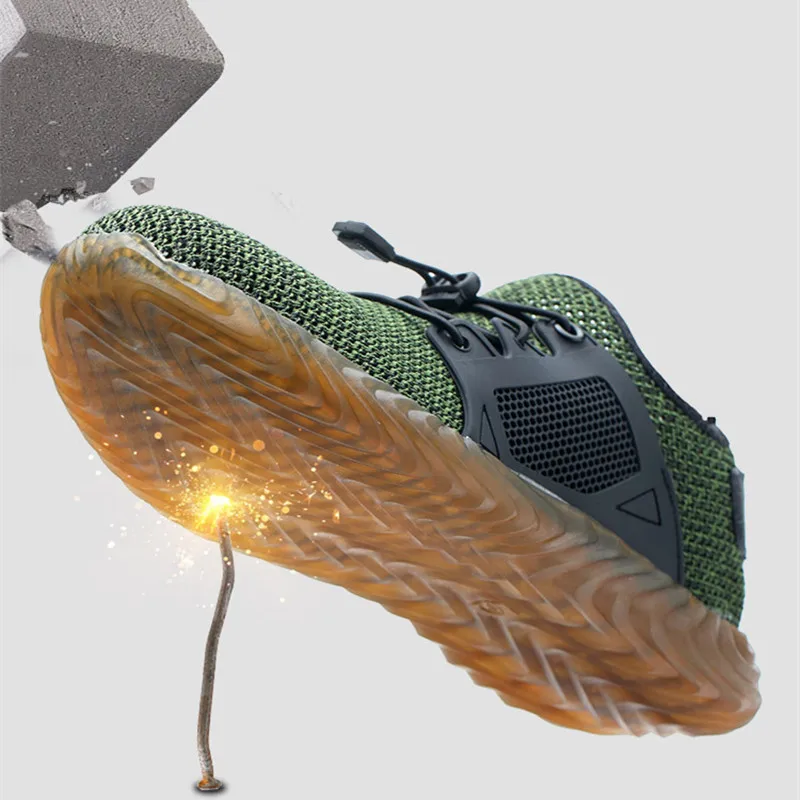 

Men's Lightweight Breathable Safety Shoes Men Outdoor Steel Toe Cap Sneakers Anti-smashing Work Protective Boots Plus Size 37-48