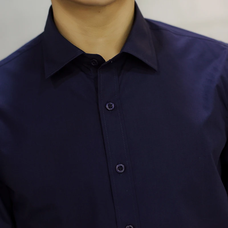 Весна лето мужская мода С Длинным Рукавом Твердые Рубашки Смесь Classic-fit Бизнес