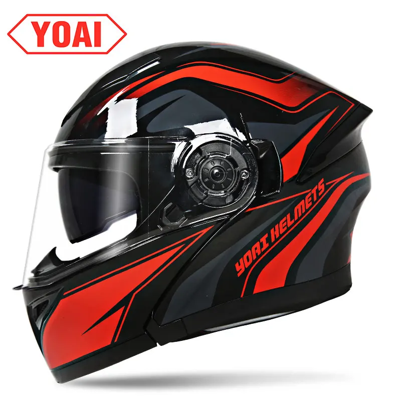 YOAI moto rcycle шлем двойной vsior анфас мото шлемы Filp Up Casco Racing Capacete с внутренним солнцезащитным козырьком - Цвет: 10