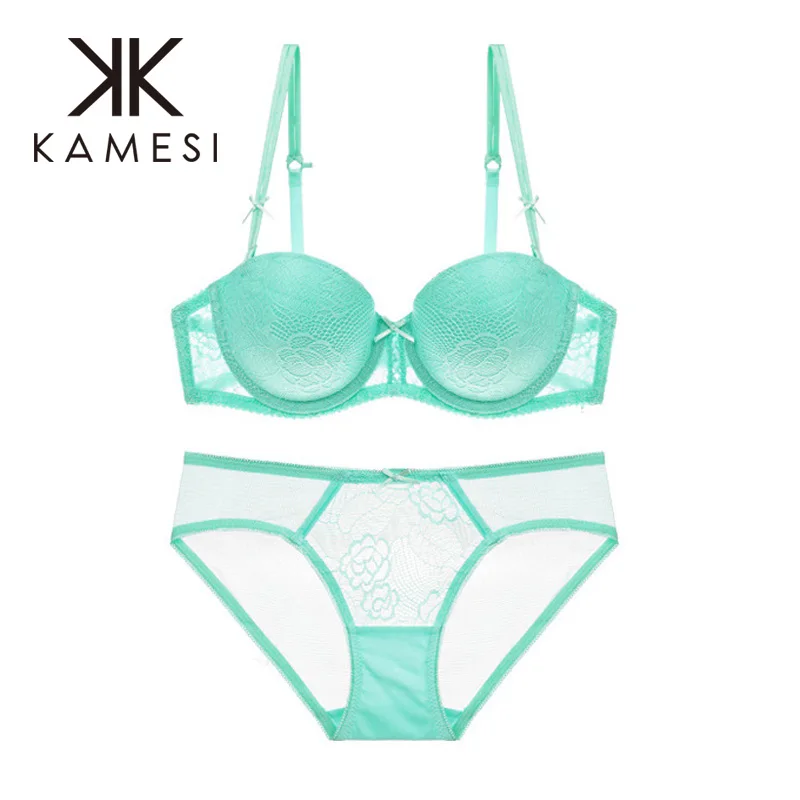 Kamesi Кружево бюстгальтер Краткие Наборы для ухода за кожей Push Up Для женщин Нижнее