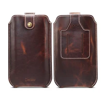 Universal 4.7-6.5 inch Genuine Leather Mens Belt Case For iPhone Samsung Huawei Xiaomi Pouch Bag Case Fashion Waist Pack