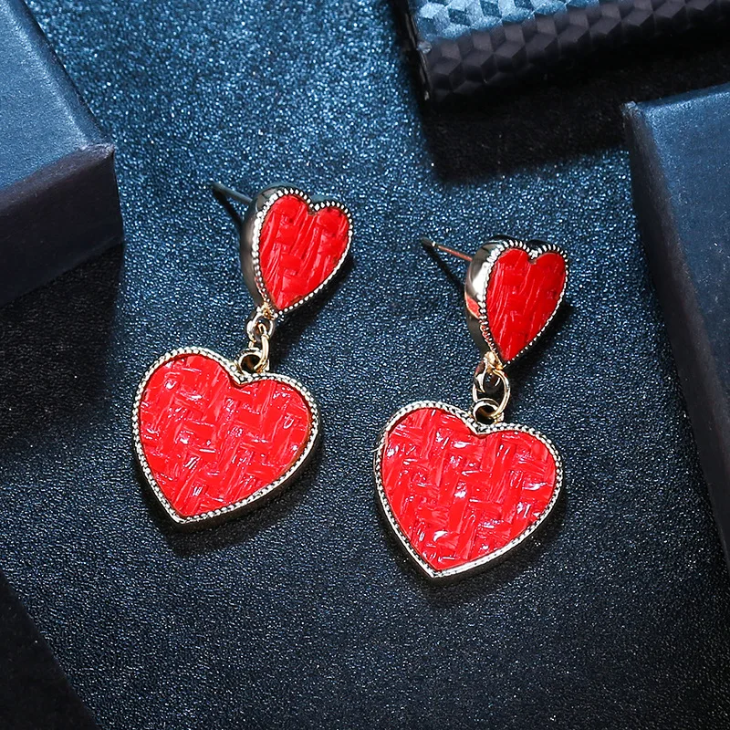 Новинка 2018 модные серьги с красным сердцем подарок для девушки женские длинные