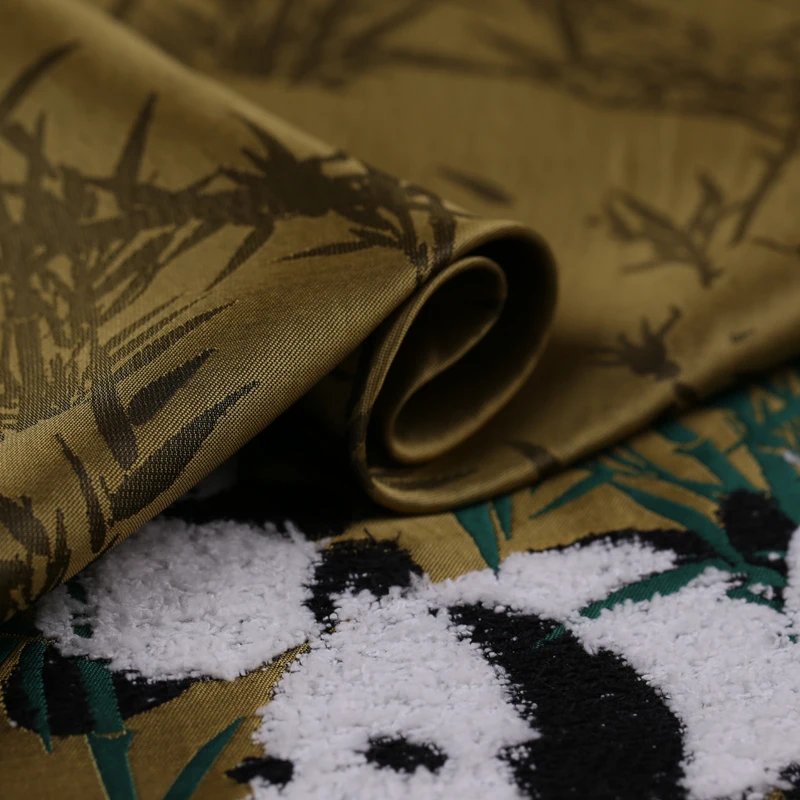 

Panda yellow three-dimensional plush jacquard clothing fabric cheongsam dress fabric wide jacquard fabric free shipping