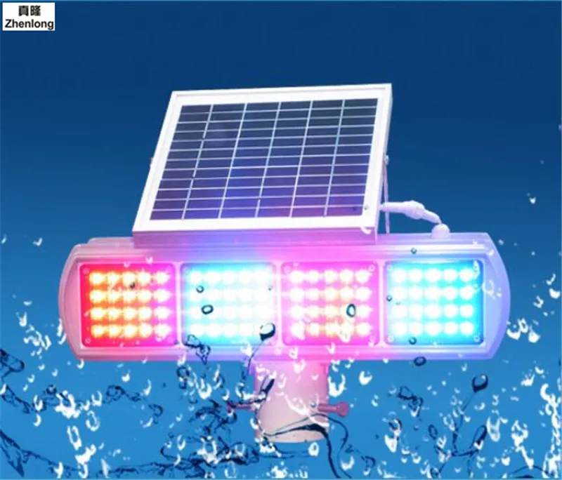 

Solar Flashing Lights Double-sided 4 Groups Strobe Light Traffic Warning Light Traffic Alert Led Highway Signal Lamp Red Blue