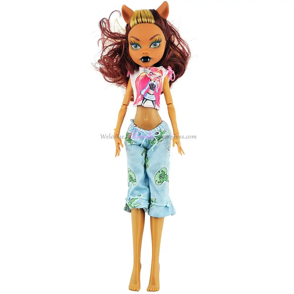 Rosana/Одежда для куклы Monster High, повседневная одежда, костюм, вечерние костюмы, юбка, кофта и штаны, штаны, наряд, аксессуары для кукол - Цвет: Cartoon set