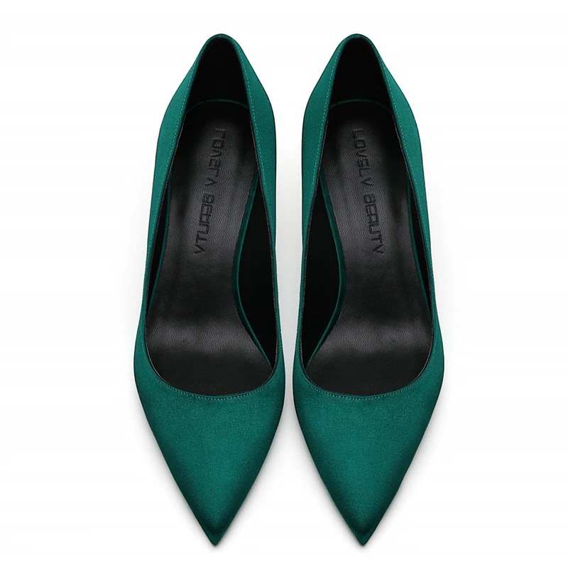 8cm Heel Height Новые женские брендовые туфли-лодочки с острым носком на тонком каблуке; офисные женские шелковые туфли; женские весенние туфли-лодочки для работы; большие размеры 34-40; F0041 - Цвет: 8cm Heel Height