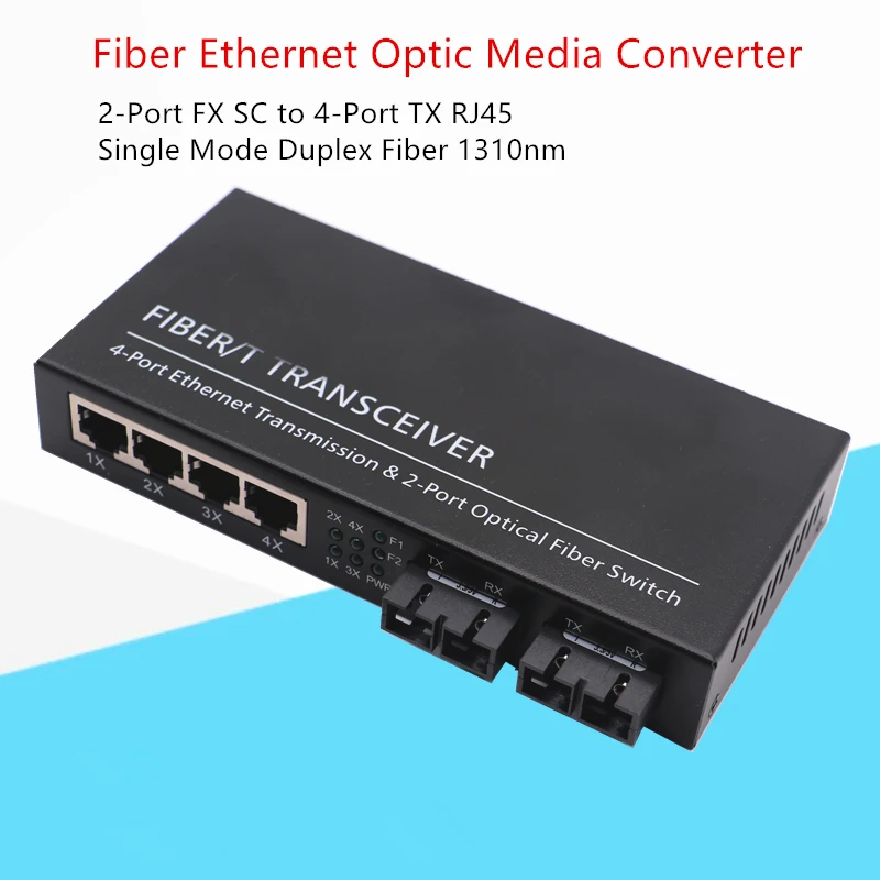 Оптоволоконный медиа конвертер FTTH 1 шт. 100 Мбит/с SMF дуплексное волокно 2FX SC в 4TX UTP