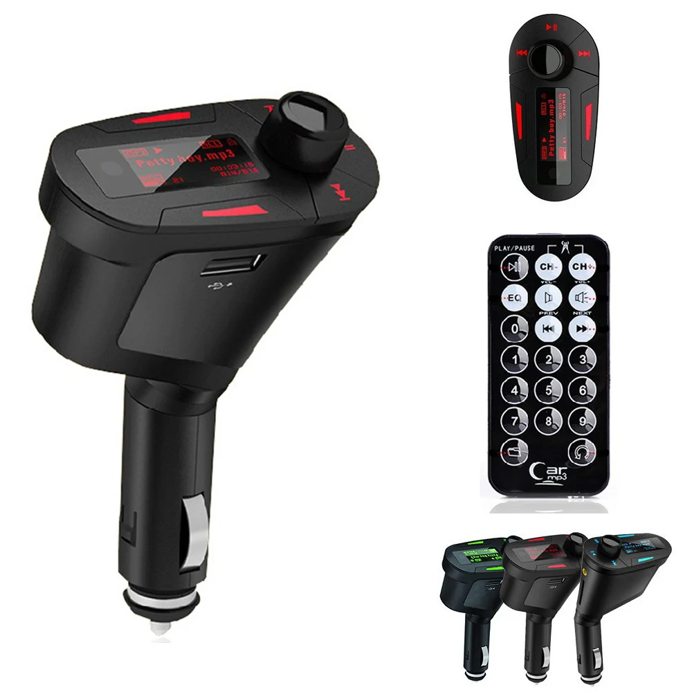 Автомобильный беспроводной FM модулятор 3 цвета пульт дистанционного управления +