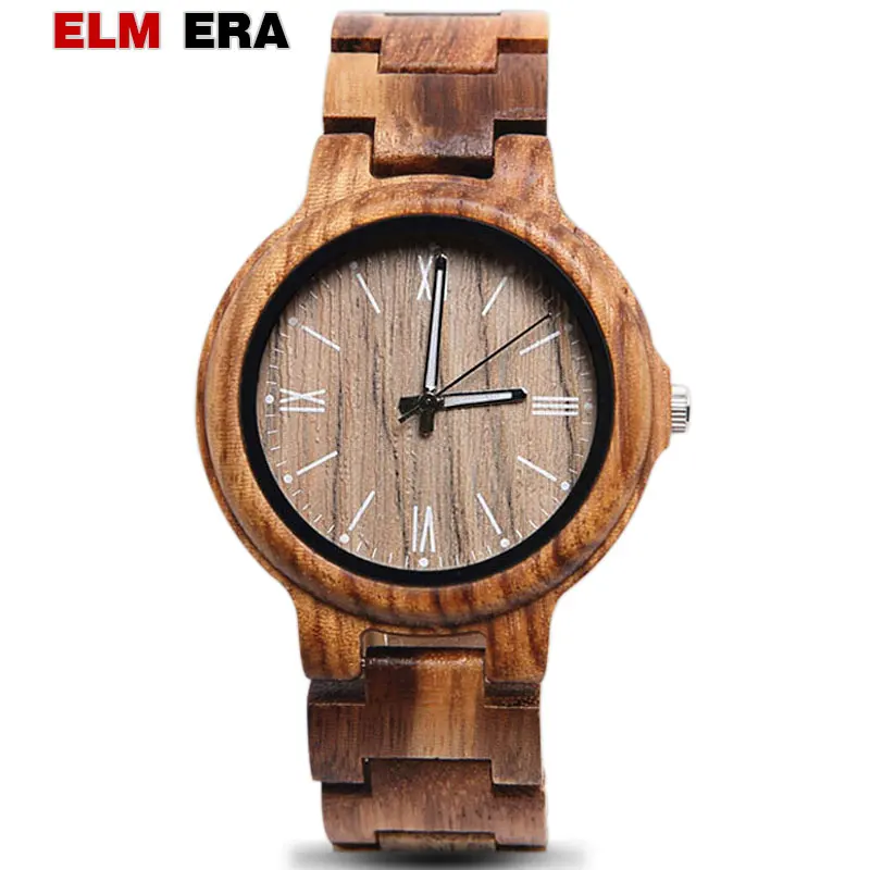 

ELMERA Relogio Masculino Men's Wooden Watch Men Simple Fashion OEM Quartz Wooden Watch Wood Original Luxury Men's Watch