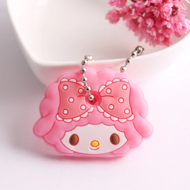 Cartoon Anime Cute Key Cover Cap Silicone Mickey Stitch Bear Keychain Women Gift Owl Porte Clef Minne Key Chain - Цвет: Photo Color18
