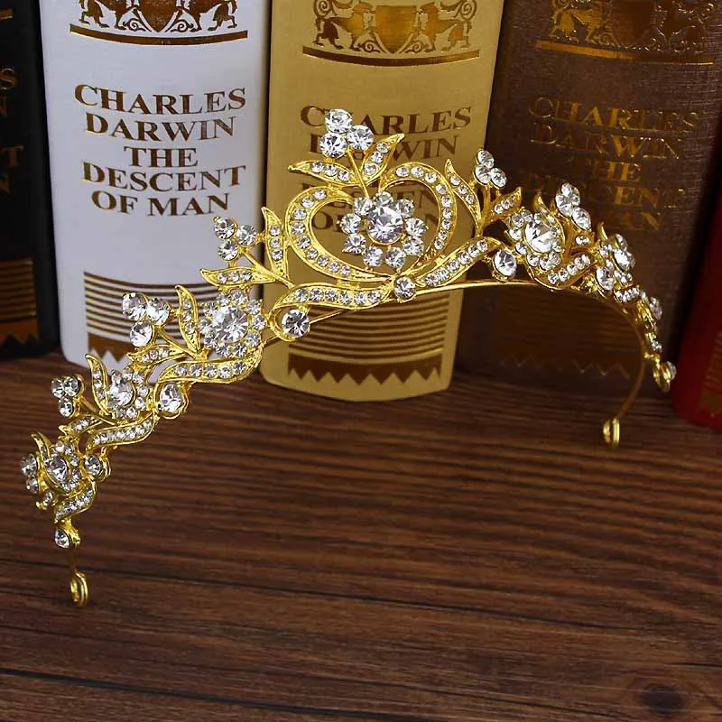 queen tiara Розовое золото, украшения для волос, розовый кристалл, свадебная богиня, корона, жемчуг, цветок, стразы, свадебная тиара, повязка на голову для женщин, свадебное торжество - Окраска металла: queen tiara