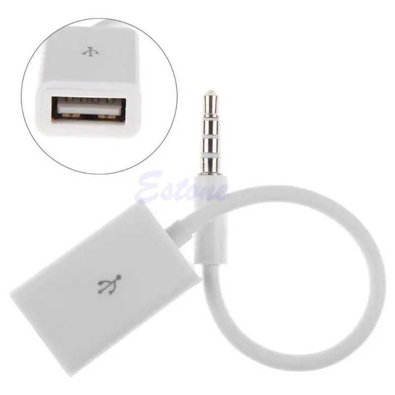 Белый мужской AUX аудио разъем для USB 2 0 Женский конвертер кабель Шнур