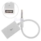 Белый мужской AUX аудио разъем для USB 2,0 Женский конвертер кабель Шнур Автомобильный MP3 3,5 мм
