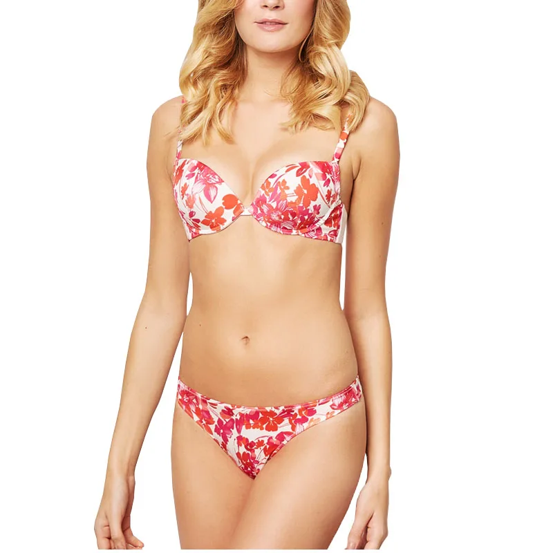 Купальник женский бикини с красивым принтом 3/4 чашки бюстгальтер на косточках и