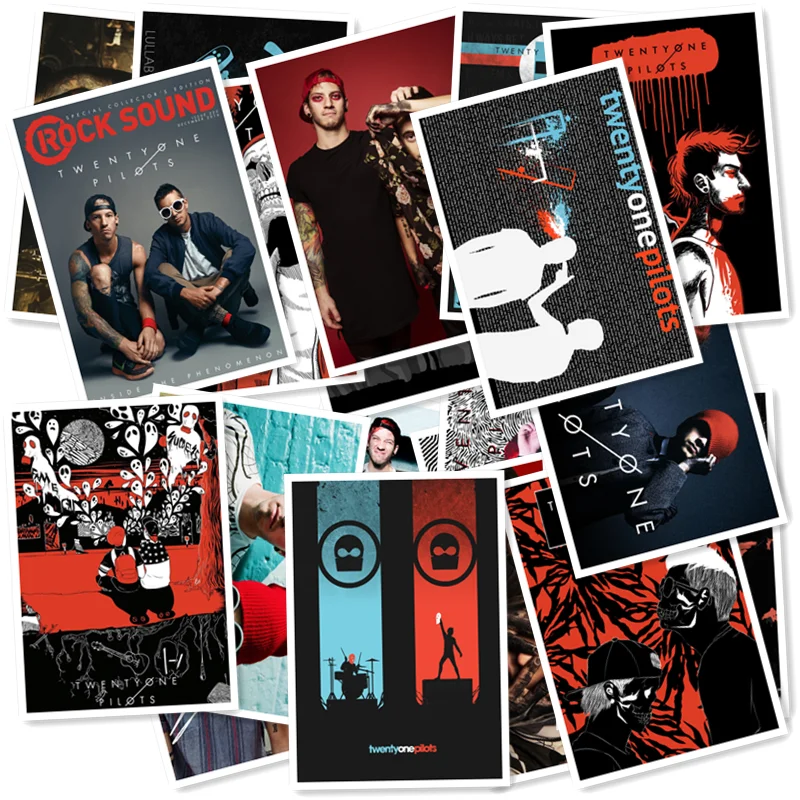 20 штук классические стикеры серии Twenty One Pilots из ПВХ, художественная коллекция, Подарочная Наклейка на стену, граффити