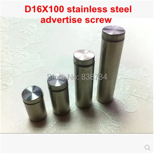 

10PCS 16*100 stainless steel fixing glass advertising board glass screw 16mm
