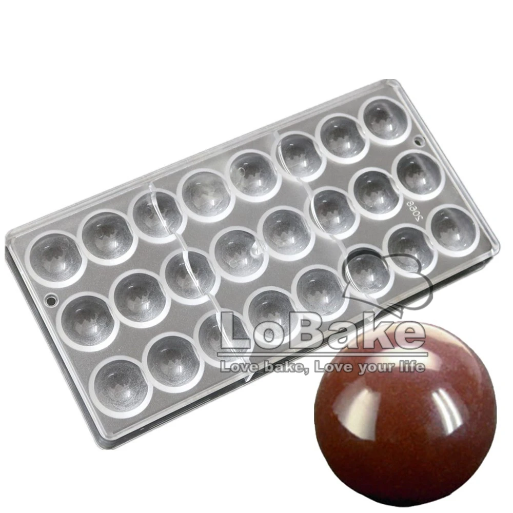 

24 cavities high quality 3D Ball shape PC Polycarbonate chocolate mold moule patisserie for kitchen DIY baking form supplies