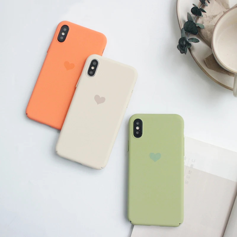 WOTP Couples матовый чехол для телефона с сердечком и полной защитой iphone XS Max модный