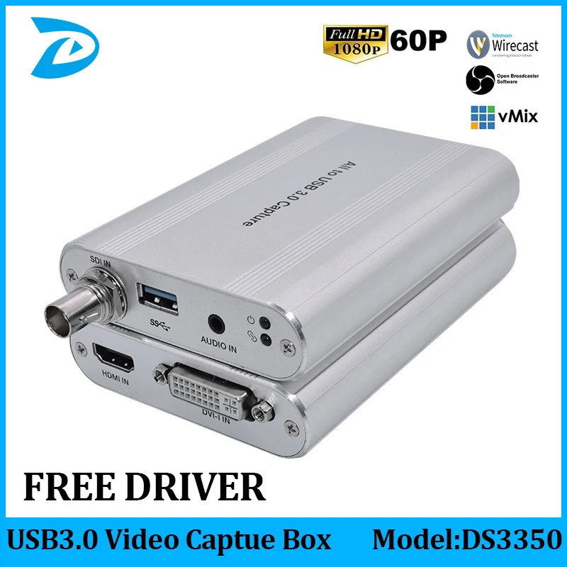 USB3.0 60FPS SDI DVI HDMI VGA YPbPr видео Захват ключ игра потоковая прямая трансляция 1080P