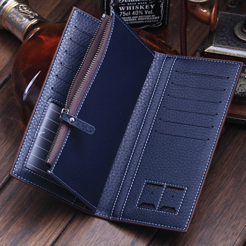 Мужской кошелек из искусственной кожи Модный классический длинный секционный