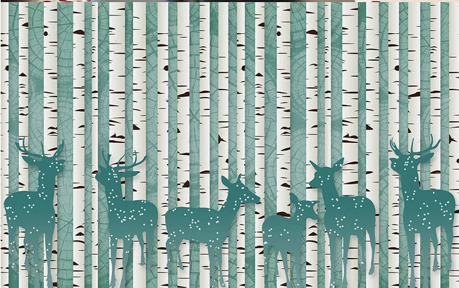The custom 3D murals 3 d retro abstract painted cartoon tree elk living room sofa TV wall bedroom paper | Обустройство дома