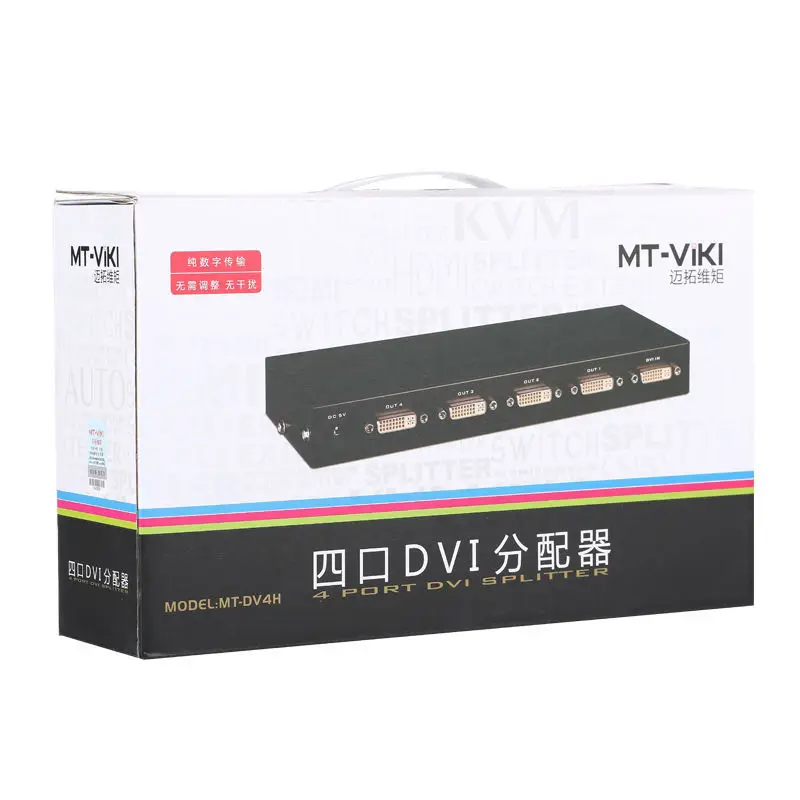 MT-VIKI 4 порта DVI разветвитель видео 1 вход выхода несколько ЖК-мониторов