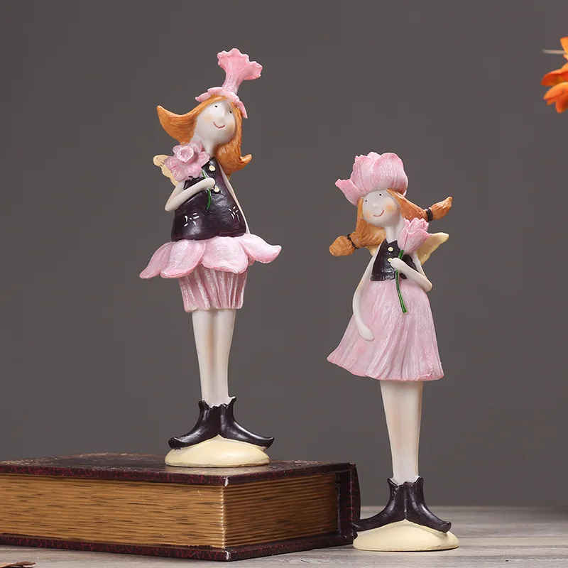 

European Fairy Home Decoration Accessories 2 Pieces/set Room Bedroom Decor Figurine Maiden Ornaments ElimElim