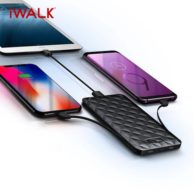 Зарядное устройство iWalk, 10000 мА/ч, быстрая зарядка, 3,0 с типом C, MFI, 8-контактный кабель для iPhone XS, 8, Xiaomi, Oneplus, samsung, S10, huawei, зарядное устройство