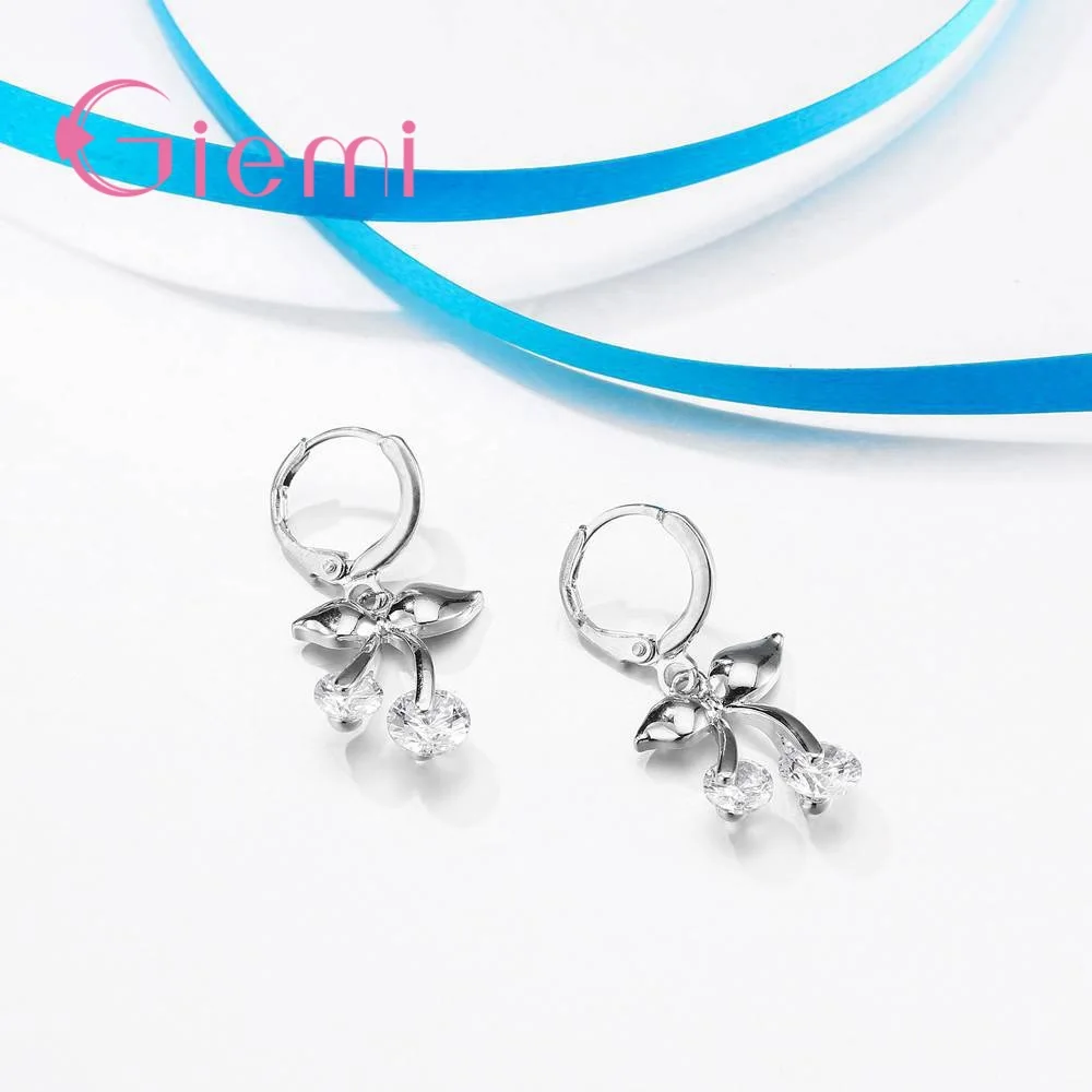 Elegant Fruit Jewelry Sets 925 Sterling Silver Austrian Crystal Necklace Earring For Woman Wedding Set Parure Bijoux Femme | Украшения и
