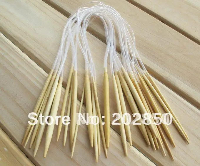 Бесплатная доставка 32 дюйма круглые Бамбуковые Спицы для вязания 14 разных