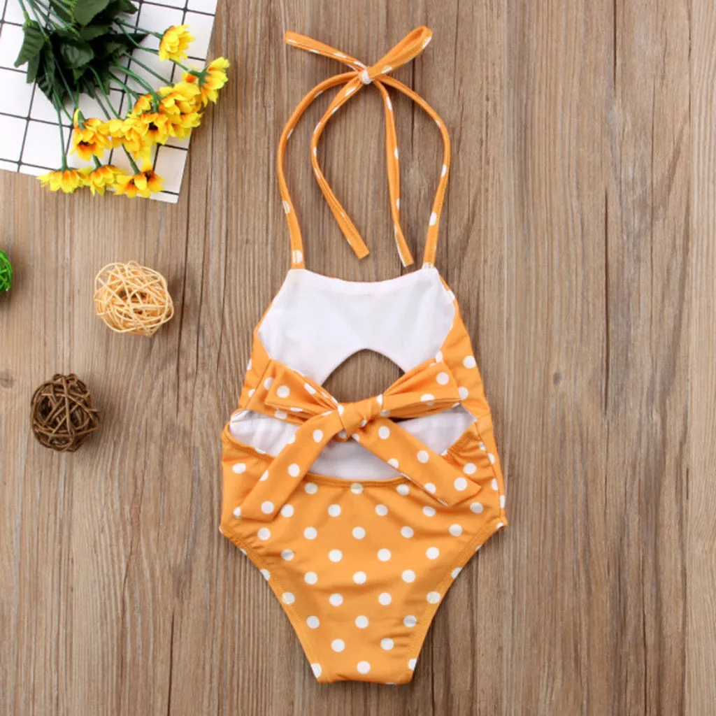 Купальник для мамы и дочки Цельный купальник в горошек с бантом монокини Пляжное