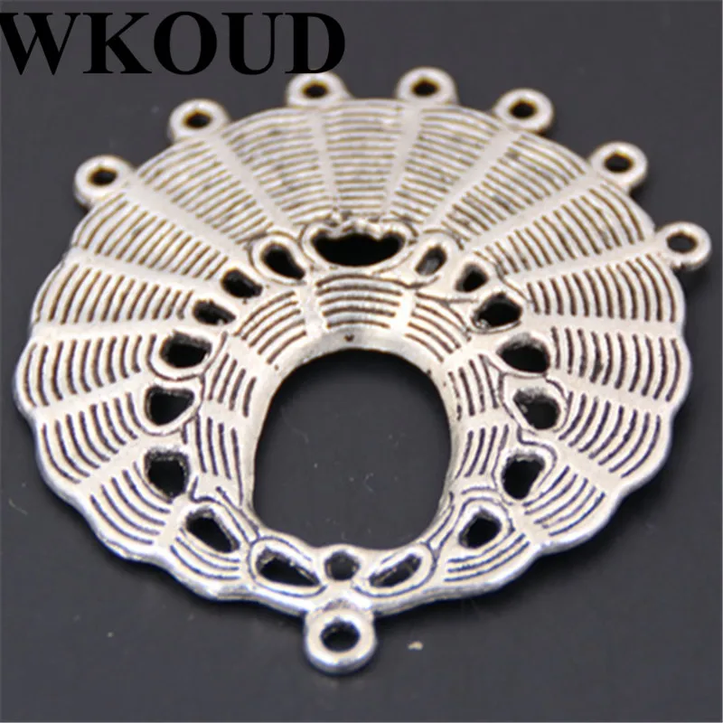 WKOUD 5 шт. серебряного цвета полые открытые в форме сетки шармы Люстра для DIY серьги