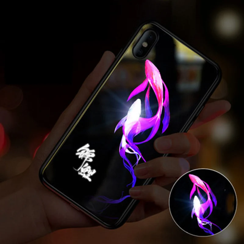 EKIND животные серия закаленное стекло чехол для телефона iPhone X XS XSMAX светодиодный