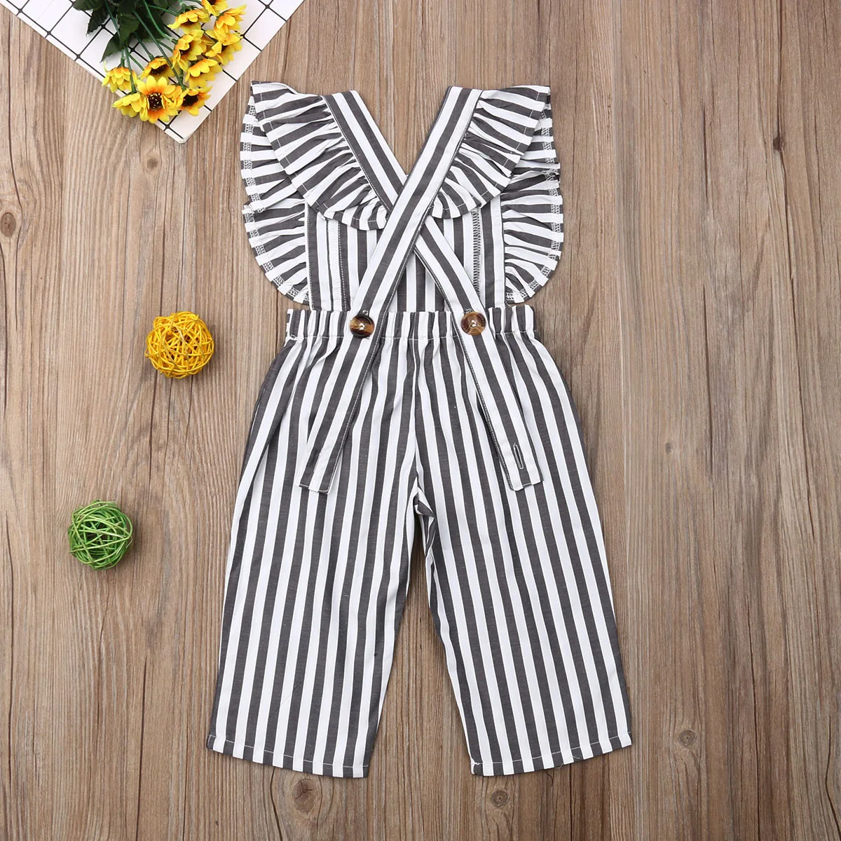 От 1 до 6 лет комбинезон в полоску с оборками для маленьких девочек игровой костюм