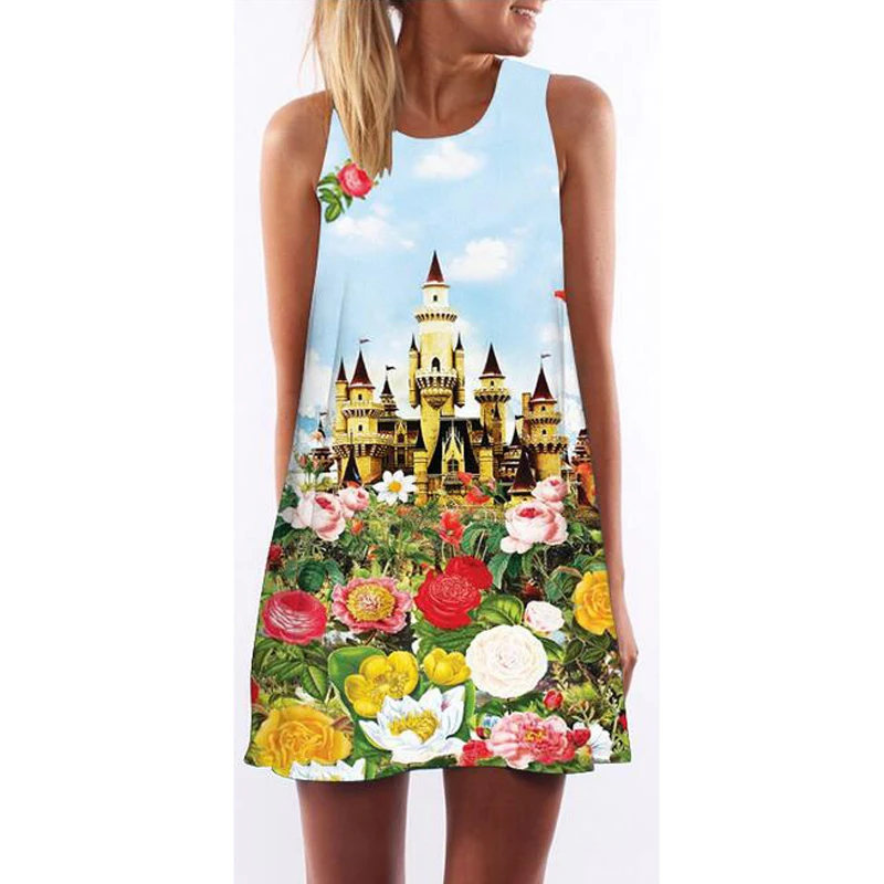 

Summer Print Tank Dress Loose Swing 2019 Summer Colorful Casual Short T-Shirt Short Dress (15 Colors) AM0432