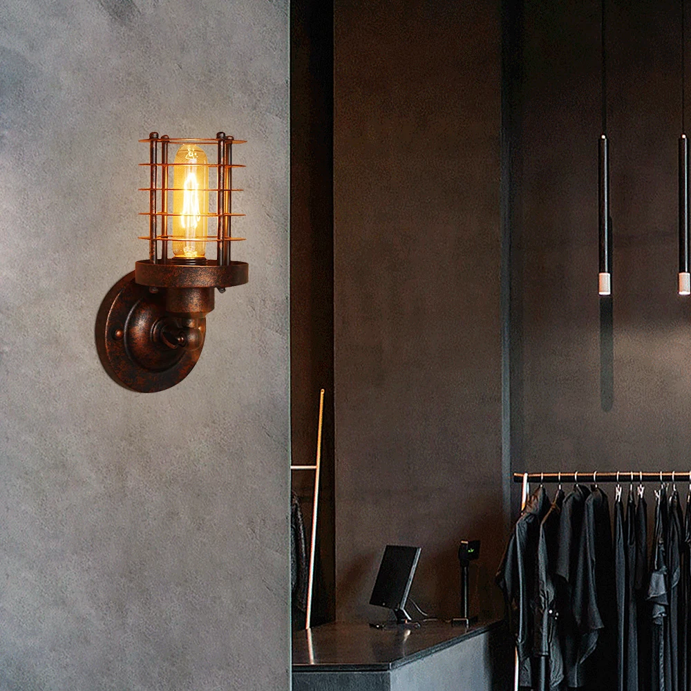 Vintage Industrial Wall Light,Rust Wall Lamp,светильник бра,Loft wall sconce Light Fixture,180°Adjustment,lampshade Up and down