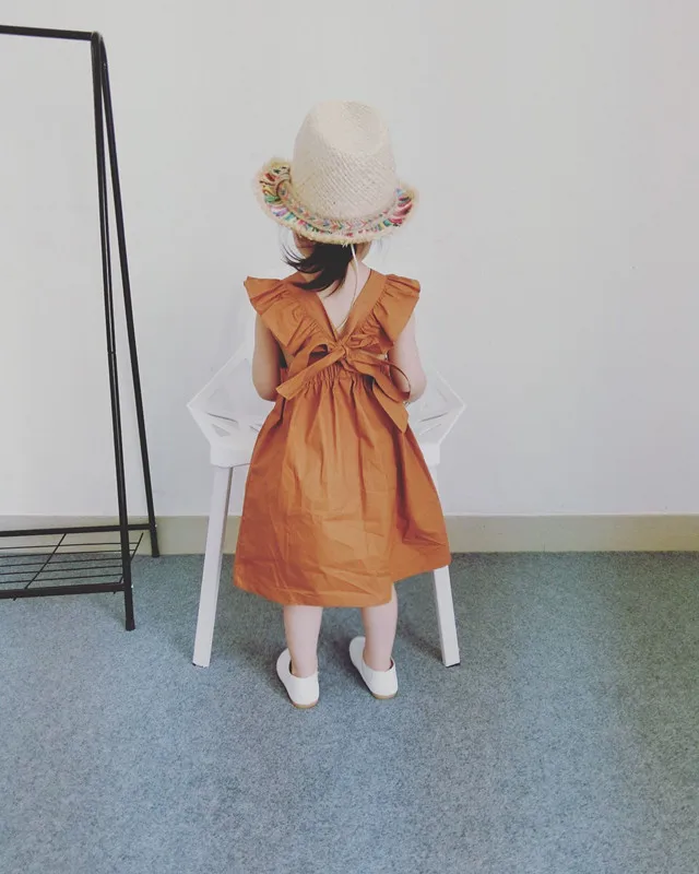 Kids Baby Girls Bowknot Dress Ruffles Bow Clothing Pumpkin Clothes Dresses for Brown Cute 1-5 Years Children | Детская одежда и