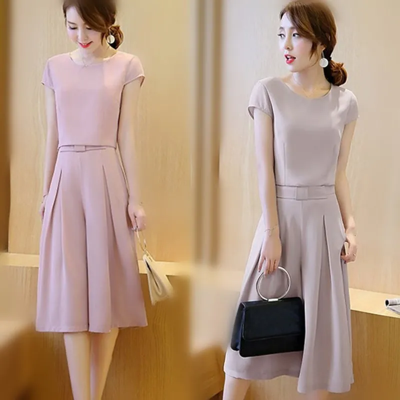 Women Business Suit 2 Piece Set Female Office Work Wear Chiffon Shirt Tops and Wide Leg Pants | Женская одежда