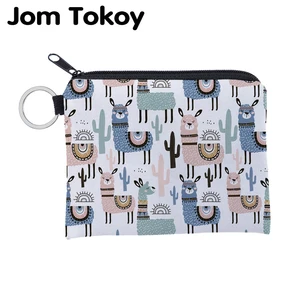 Водонепроницаемый кошелек Jomtokoy с принтом альпака, маленький кошелек на молнии для монет и карт, квадратный мини-кошелек lqb3012