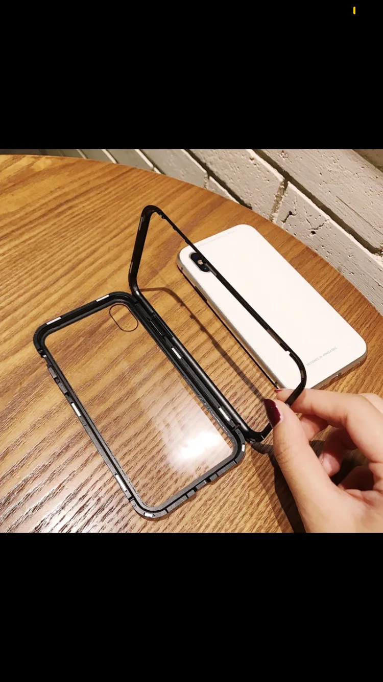 Магнитная адсорбции чехол для IPhone X 8 плюс 7 PLUS закаленного Стекло + Встроенный