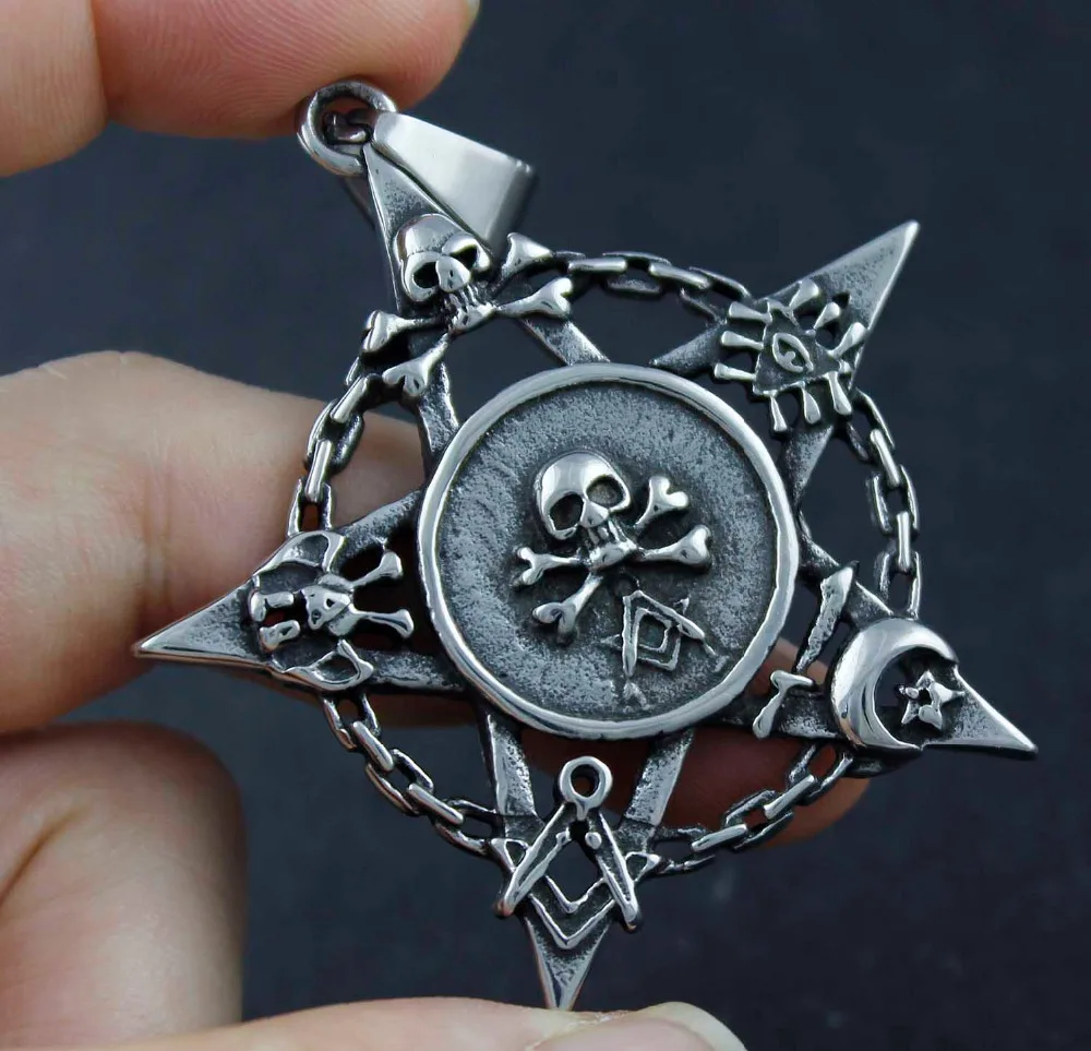 Кулон пятиконечной звезды Wiccan Pentacle из нержавеющей стали 316L | Украшения и