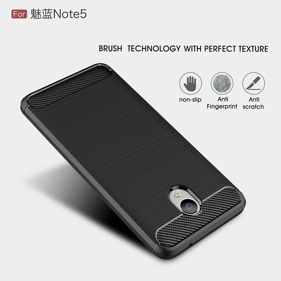 Phone Case for Meizu M5 Note Cover Carbon Fibre Brushed TPU Silicone Cases Meilan 5 Mobile Bag |