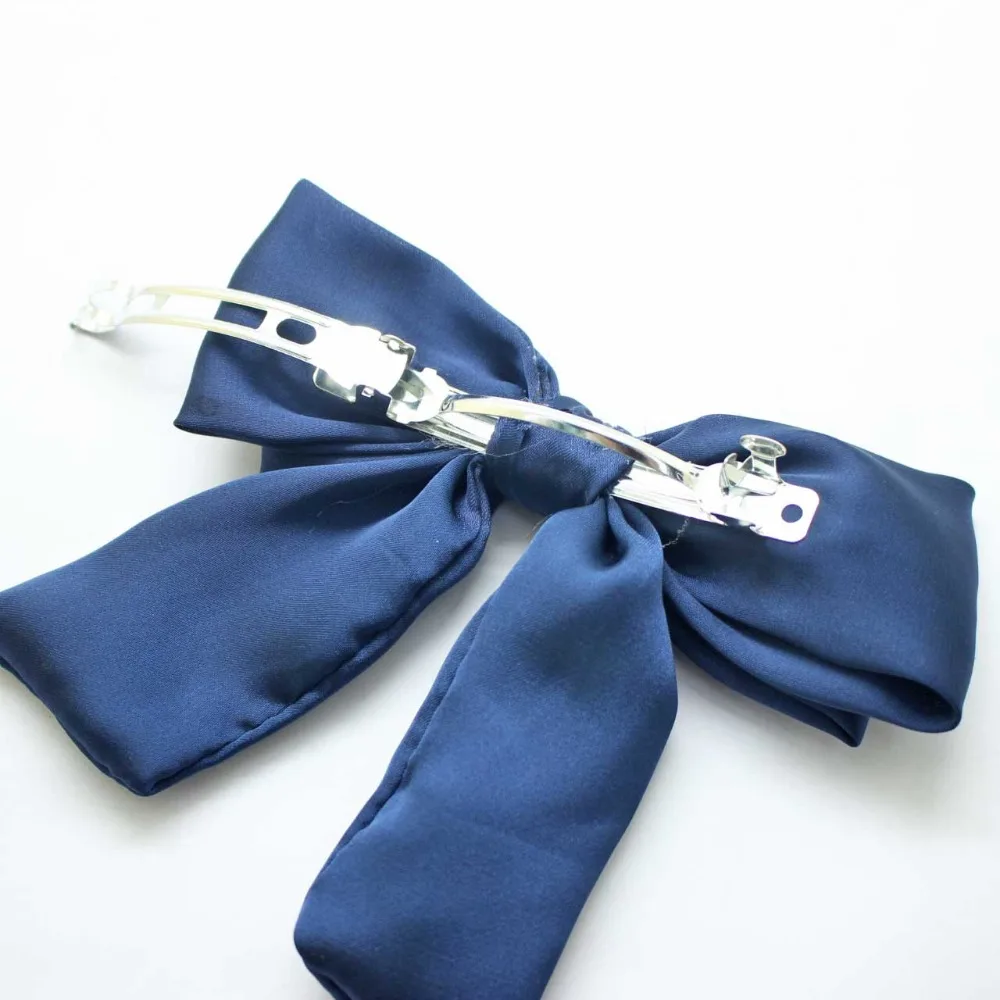 Fashionable dark blue barrettes big adorable bow knot hair clips women girls solid accessories wholesale |