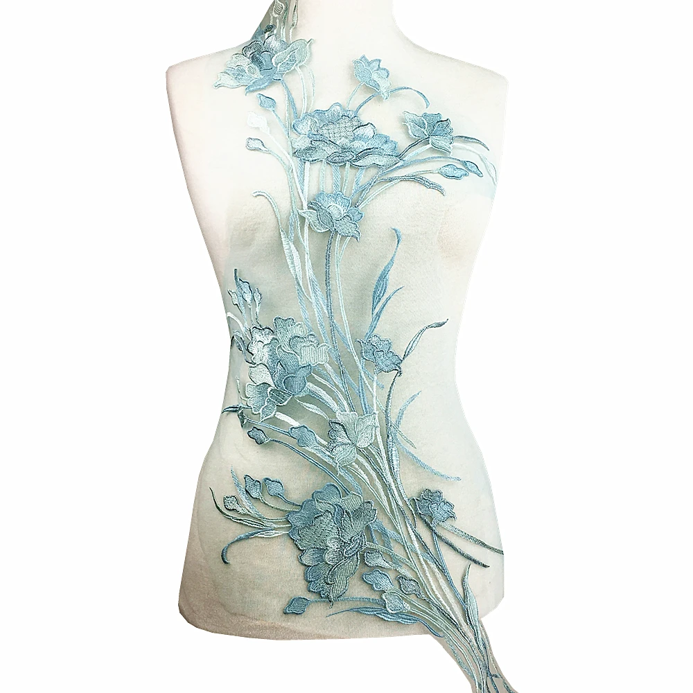 

Набор из 3 крупных цветочных вышитых нашивок для свадебного платья, кружевные нашивки с аппликацией для невесты, нашивки для шитья AC1189